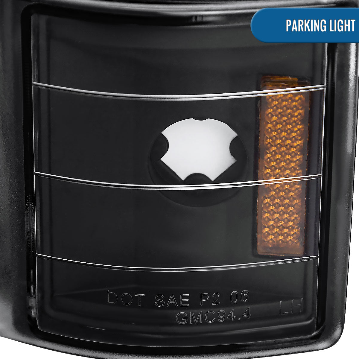 Ronnin - Fits 1994-1999 GMC C10 C/K Suburban Sierra Yukon LED Running Tube Lights Headlights + Corner Bumper Parking Lamps Replacement Set Pair | Black