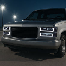Ronnin - Fits 1994-1999 GMC C10 C/K Suburban Sierra Yukon LED Running Tube Lights Headlights + Corner Bumper Parking Lamps Replacement Set Pair | Black