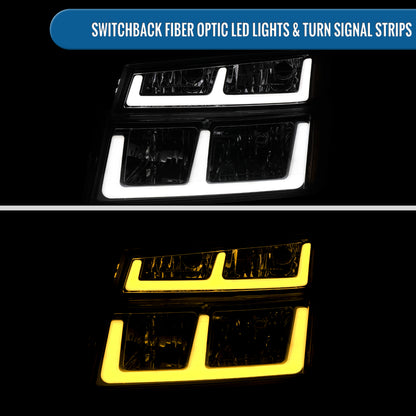 2004-2012 Chevy Colorado GMC Canyon 2006-2008 Isuzu i-Series LED Running Light Switchback Turn Signals Tube Headlights + Bumper Corner Lamps Assembly Pair | Chrome