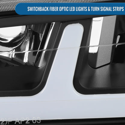 2004-2012 Chevy Colorado GMC Canyon 2006-2008 Isuzu i-Series LED Running Light Switchback Turn Signals Tube Headlights + Bumper Corner Lamps Assembly Pair | Black