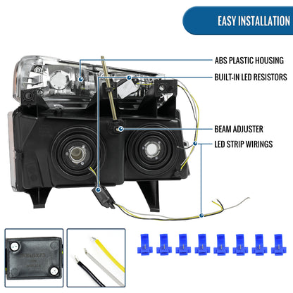 2004-2012 Chevy Colorado GMC Canyon 2006-2008 Isuzu i-Series LED Running Light Switchback Turn Signals Tube Headlights + Bumper Corner Lamps Assembly Pair | Black Smoke