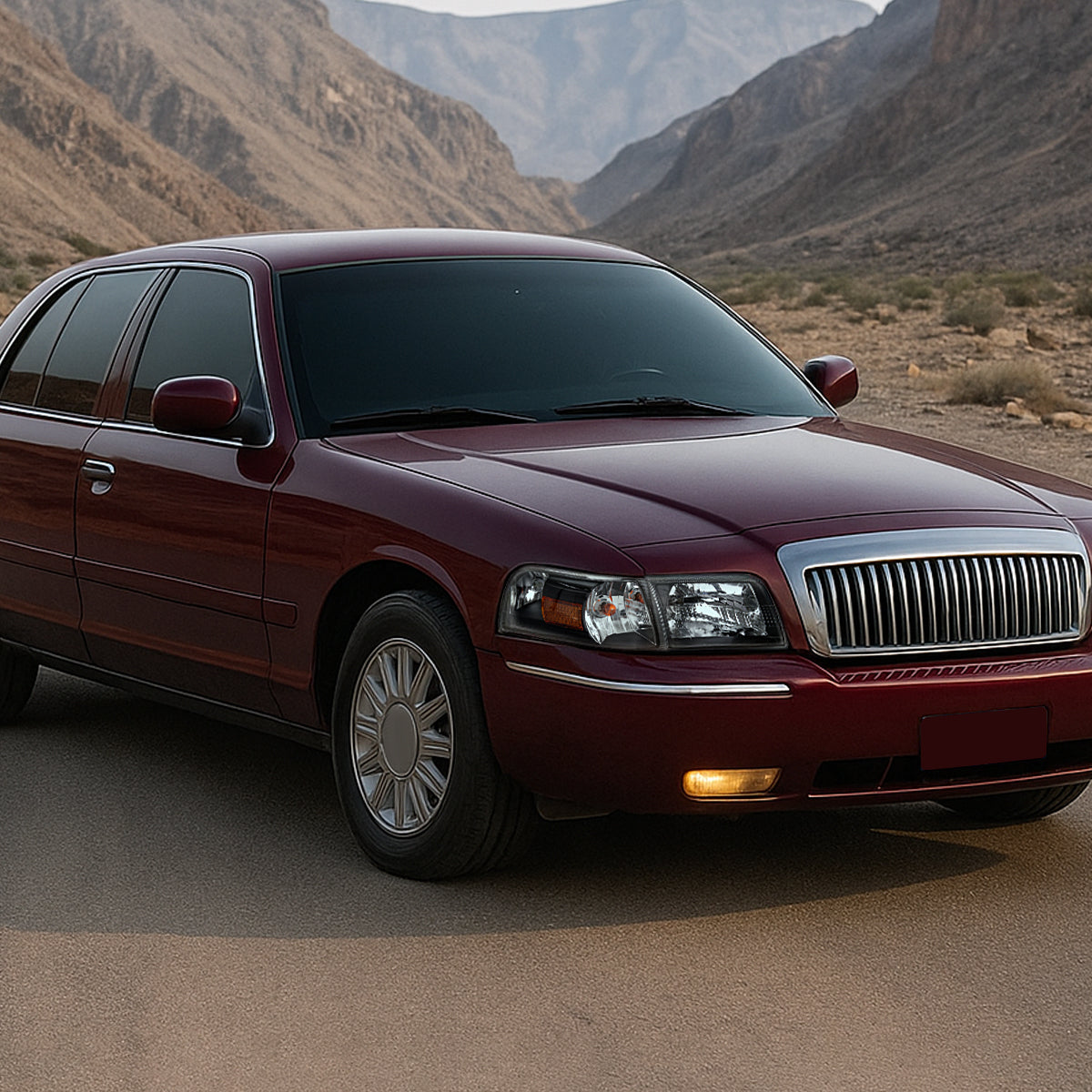 Ronnin - Se adapta a Mercury Grand Marquis 2006-2011 | Par de reemplazo de faros delanteros + conjunto de luces de esquina | Negro