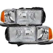 Ronnin - Fits 1999-2002 Dodge Ram 1500 2500 3500 Sport Package Factory Replacement Headlights + Corner Lights Assembly Pair | Chrome