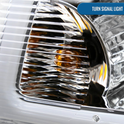 Ronnin - Fits 2001-2011 Ford Ranger Upgraded LED Running Tube Lights Headlights + Amber Corner Lamps Replacement Assembly Pair | Chrome
