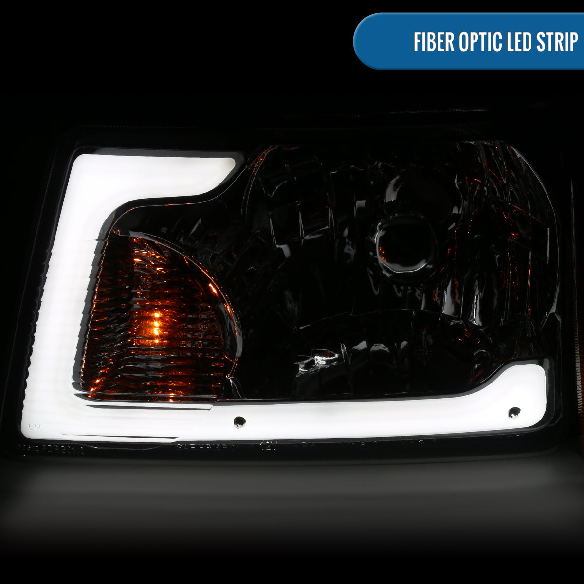 Ronnin - Fits 2001-2011 Ford Ranger Upgraded LED Running Tube Lights Headlights + Amber Corner Lamps Replacement Assembly Pair | Smoke