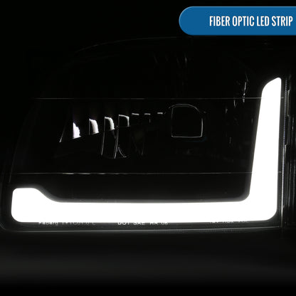 Ronnin - Fits 2001-2004 Toyota Tacoma Upgraded LED Running Tube Lights Headlights + Corner Lamps Replacement Assembly Pair | Black