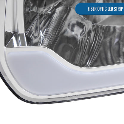 Ronnin - Fits 2005-2006 Toyota Tundra 2005-2007 Sequoia Upgraded LED Running Tube Lights Headlights + Corner Lights Replacement Assembly Pair | Chrome
