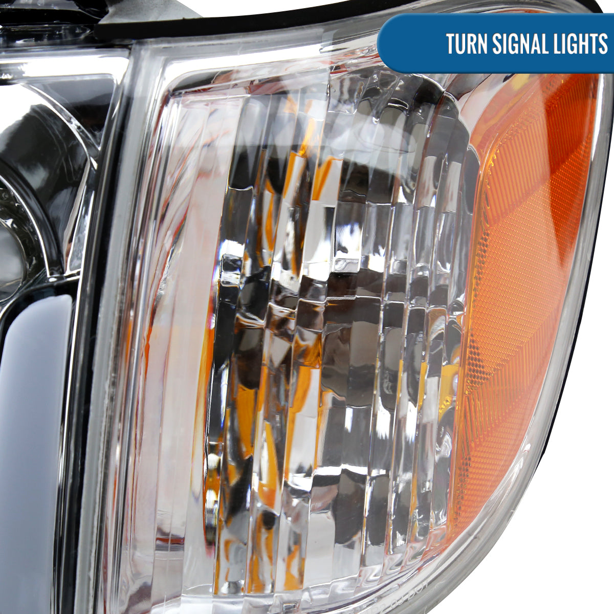 Ronnin - Fits 2005-2006 Toyota Tundra 2005-2007 Sequoia Upgraded LED Running Tube Lights Headlights + Corner Lights Replacement Assembly Pair | Chrome