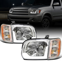 Ronnin - Fits 2005-2006 Toyota Tundra 2005-2007 Sequoia Upgraded LED Running Tube Lights Headlights + Corner Lights Replacement Assembly Pair | Chrome