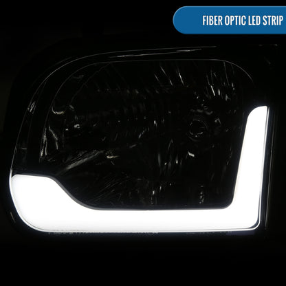 Ronnin - Fits 2005-2006 Toyota Tundra 2005-2007 Sequoia Upgraded LED Running Tube Lights Headlights + Corner Lights Replacement Assembly Pair | Smoke