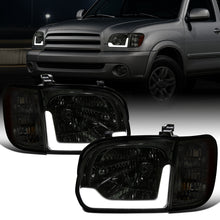 Ronnin - Fits 2005-2006 Toyota Tundra 2005-2007 Sequoia Upgraded LED Running Tube Lights Headlights + Corner Lights Replacement Assembly Pair | Smoke