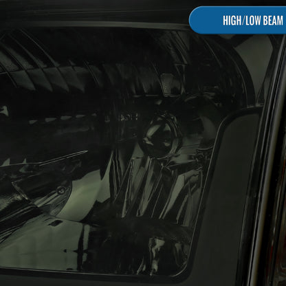 Ronnin - Compatible con Toyota Tundra 2005-2006 y Sequoia 2005-2007, luces LED de circulación diurna de repuesto mejoradas, intermitentes secuenciales, faros delanteros + conjunto de luces de esquina, par | Ahumado