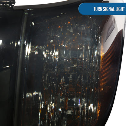 Ronnin - Compatible con Toyota Tundra 2005-2006 y Sequoia 2005-2007, luces LED de circulación diurna de repuesto mejoradas, intermitentes secuenciales, faros delanteros + conjunto de luces de esquina, par | Ahumado