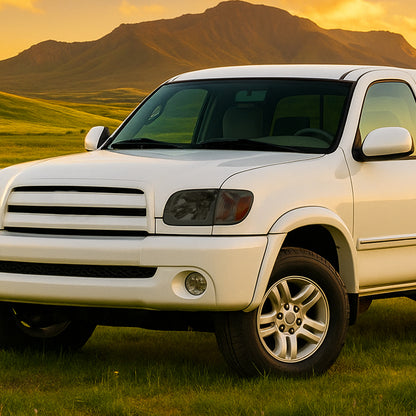 Ronnin - Compatible con Toyota Tundra 2005-2006 y Sequoia 2005-2007, luces LED de circulación diurna de repuesto mejoradas, intermitentes secuenciales, faros delanteros + conjunto de luces de esquina, par | Ahumado