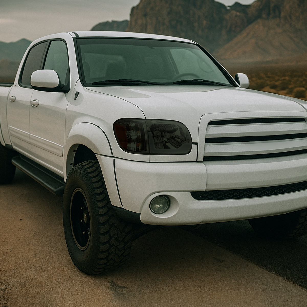Ronnin - Compatible con Toyota Tundra 2005-2006 y Sequoia 2005-2007, luces LED de circulación diurna de repuesto mejoradas, intermitentes secuenciales, faros delanteros + conjunto de luces de esquina, par | Ahumado
