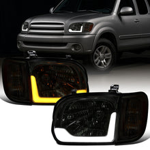 Ronnin - Compatible con Toyota Tundra 2005-2006 y Sequoia 2005-2007, luces LED de circulación diurna de repuesto mejoradas, intermitentes secuenciales, faros delanteros + conjunto de luces de esquina, par | Ahumado