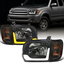 2005-2006 Toyota Tundra 2005-2007 Sequoia Upgrade Replacement LED Running Lights Switchback Sequential Turn Signals Headlights + Corner Lights Assembly Pair | Black
