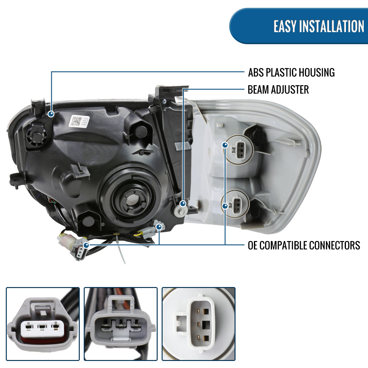 Ronnin - Compatible con Toyota Tundra 2005-2006 y Sequoia 2005-2007, mejora de repuesto de luces de circulación diurna LED secuenciales con intermitentes, faros delanteros y conjunto de luces de esquina, par | Cromo