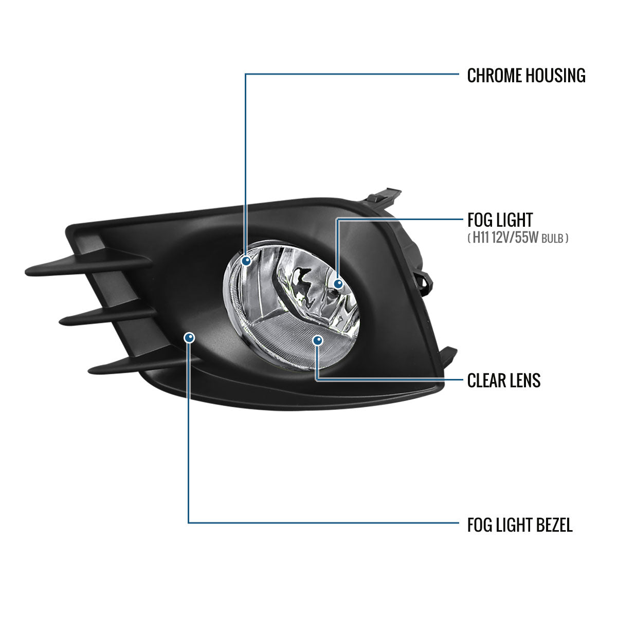 2011-2013 Scion tC Fog Lights Pair | Chrome