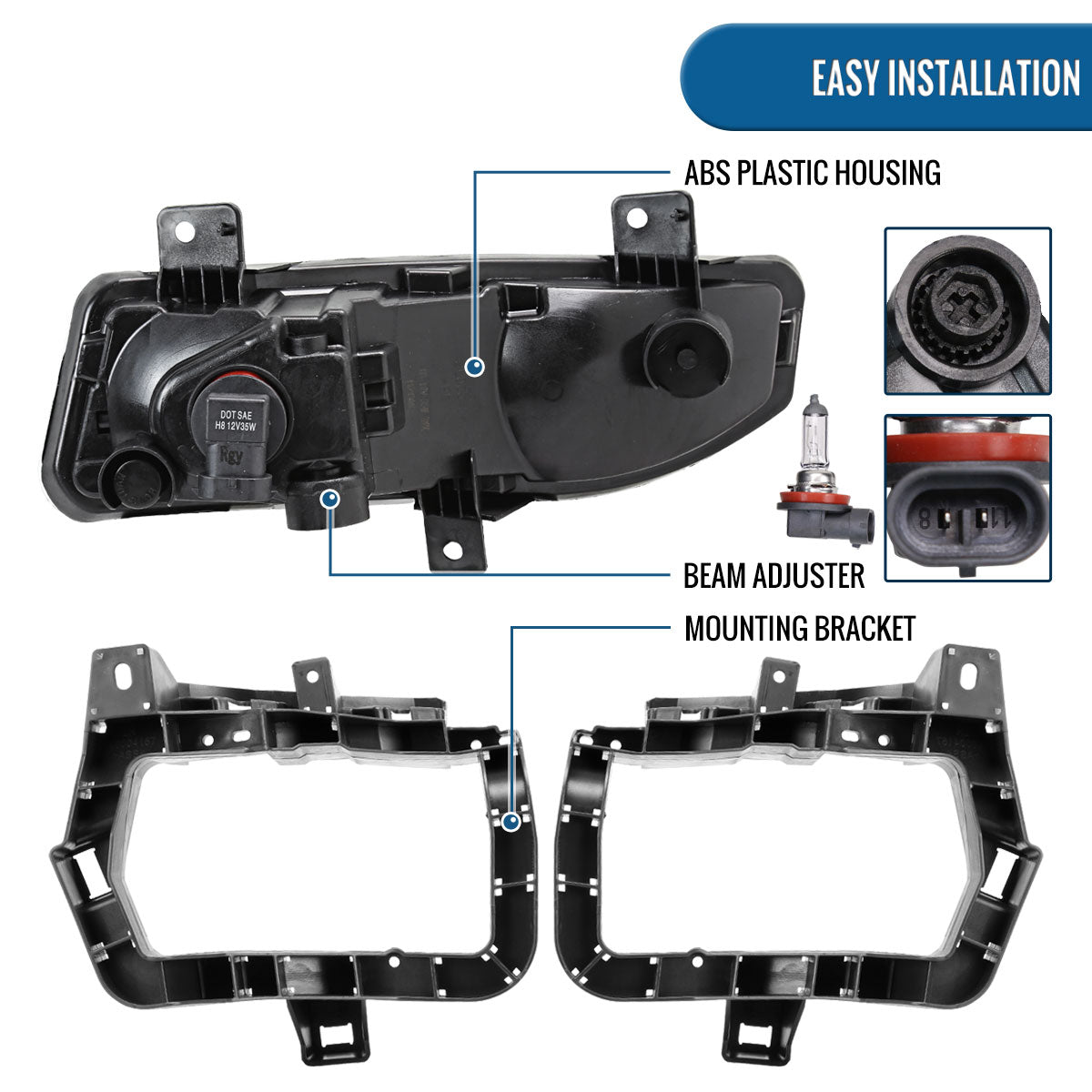 2017-2019 Nissan Versa Note Fog Lights Hatchback Assembly Pair | Chrome