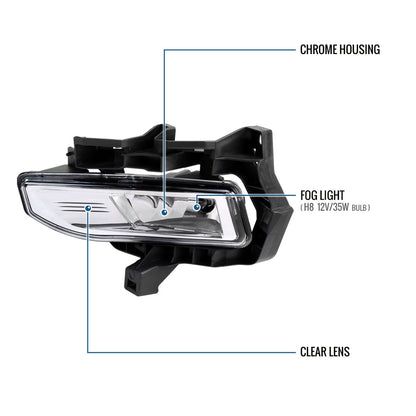 2017-2019 Nissan Versa Note Fog Lights Hatchback Assembly Pair | Chrome