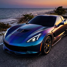 2014-2019 Chevy Corvette C7 Full LED Switchback Sequential Turn Signals Animated Startup Headlights Pair | Gloss Black