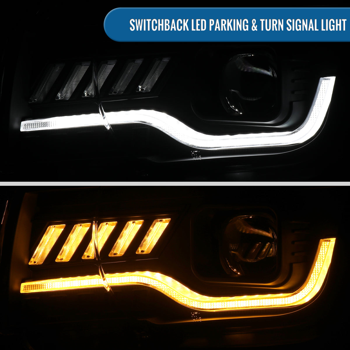 Ronnin - Se adapta a Chevy Camaro 2010-2014, conjunto de faros delanteros de proyector halógeno con intermitentes LED secuenciales, par | Negro