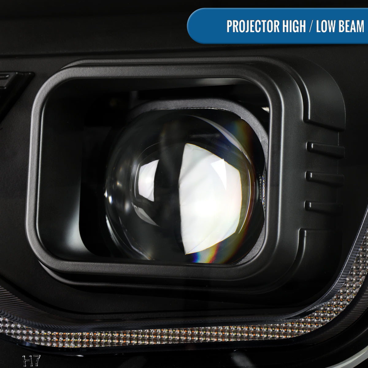 Ronnin - Se adapta a Chevy Camaro 2010-2014, conjunto de faros delanteros de proyector halógeno con intermitentes LED secuenciales, par | Negro