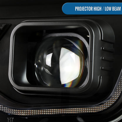 Ronnin - Se adapta a Chevy Camaro 2010-2014, conjunto de faros delanteros de proyector halógeno con intermitentes LED secuenciales, par | Negro