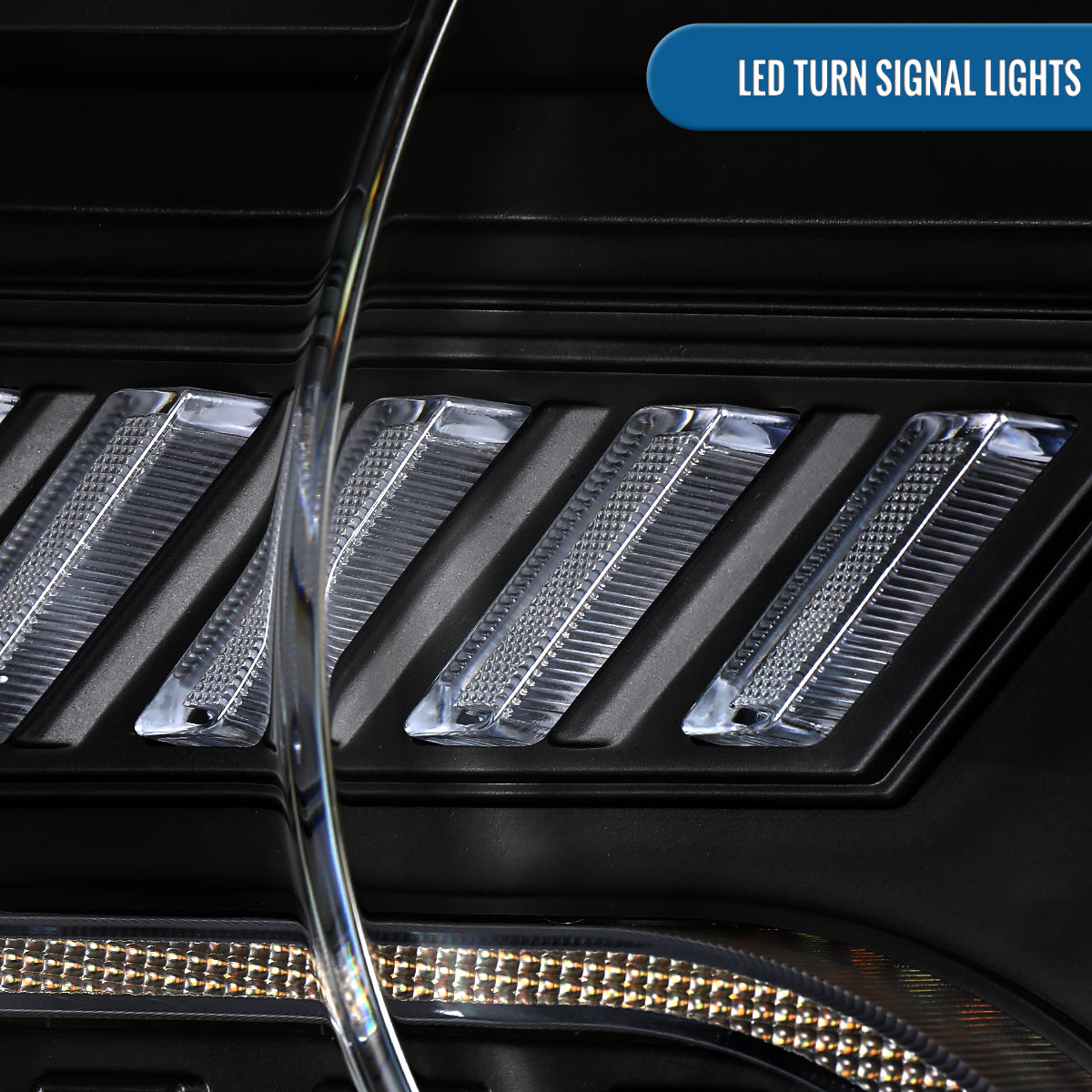 Ronnin - Se adapta a Chevy Camaro 2010-2014, conjunto de faros delanteros de proyector halógeno con intermitentes LED secuenciales, par | Negro