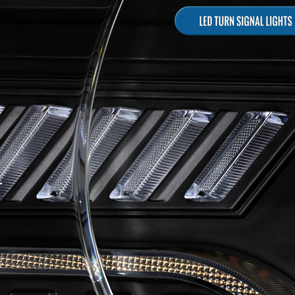 Ronnin - Se adapta a Chevy Camaro 2010-2014, conjunto de faros delanteros de proyector halógeno con intermitentes LED secuenciales, par | Negro