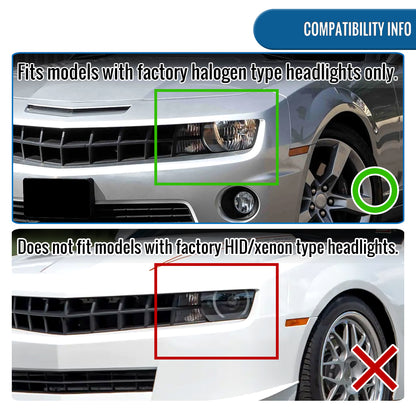 Ronnin - Se adapta a Chevy Camaro 2010-2014, conjunto de faros delanteros de proyector halógeno con intermitentes LED secuenciales, par | Negro