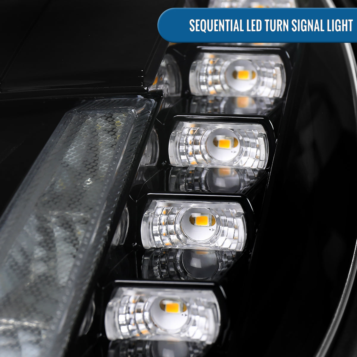 2005-2013 Chevy C6 Corvette Upgrade C7-Style Full LED Headlights Sequential Turn Signals + Animated Startup Assembly Pair | Black