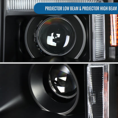 2014-2015 Chevy Silverado 1500 Upgrade LED DRL Dual Halogen Projector Headlights Pair | Chrome Trim