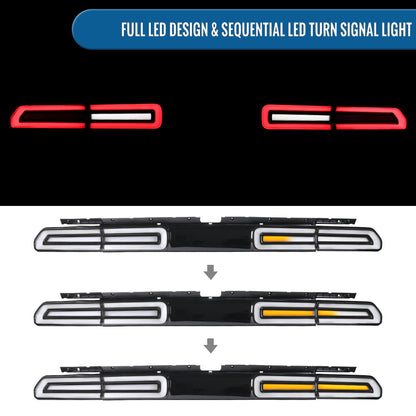 2008-2014 Dodge Challenger Upgrade Full LED Sequential Turn Signals Tail Lights Assembly Pair | Black | White Tube