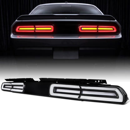 2008-2014 Dodge Challenger Upgrade Full LED Sequential Turn Signals Tail Lights Assembly Pair | Black | White Tube