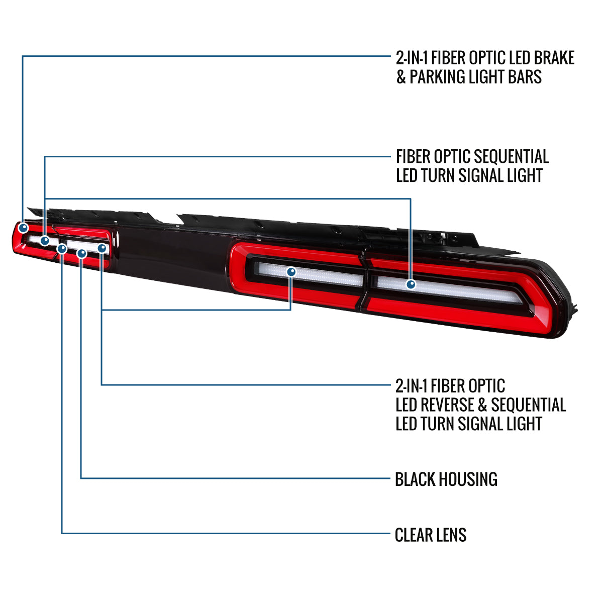 2008-2014 Dodge Challenger Upgrade Full LED Sequential Turn Signals Tail Lights Assembly Pair | Black