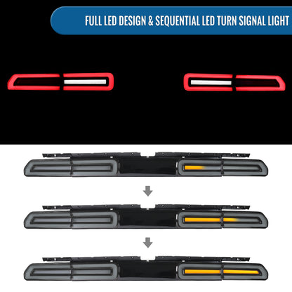 2008-2014 Dodge Challenger Upgrade Full LED Sequential Turn Signals Tail Lights Assembly Pair | Black Smoke
