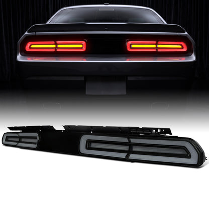 2008-2014 Dodge Challenger Upgrade Full LED Sequential Turn Signals Tail Lights Assembly Pair | Black Smoke