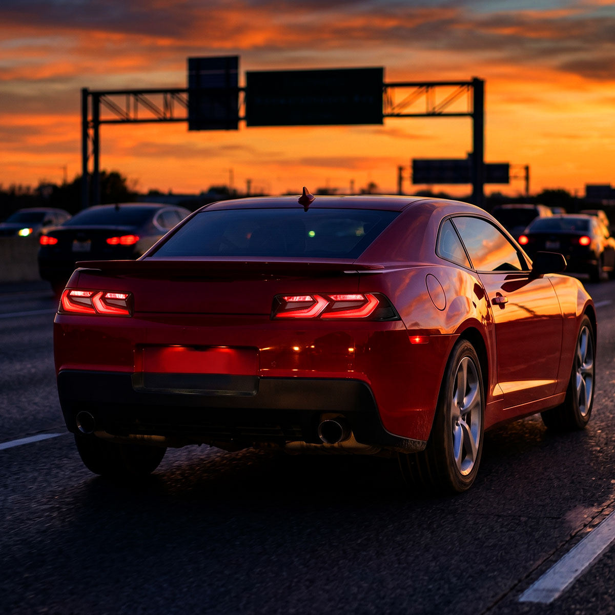 Ronnin - Luces traseras LED completas inspiradas en el C8 para Chevy Camaro 2014-2015, con animación de encendido, par | Negro