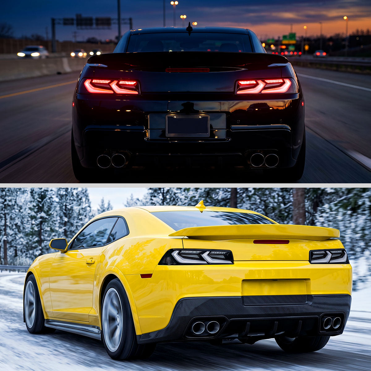 Ronnin - Luces traseras LED completas inspiradas en el C8 para Chevy Camaro 2014-2015, con animación de encendido, par | Negro