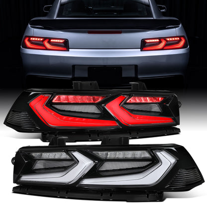 Ronnin - Luces traseras LED completas inspiradas en el C8 para Chevy Camaro 2014-2015, con animación de encendido, par | Negro