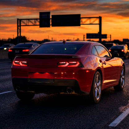 Ronnin - Luces traseras LED completas inspiradas en el C8 para Chevy Camaro 2014-2015, actualización con animación de inicio, par | Negro Ahumado