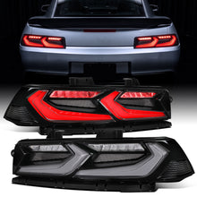 2014-2015 Chevy Camaro C8-Inspired Upgrade Full LED Tail Lights Animated Startup Assembly Pair | Black Smoke