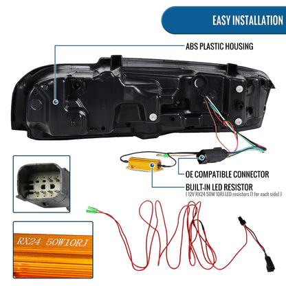 2019-2024 Chevy Camaro C8-Inspired Upgrade Full LED Sequential Turn Signals Tail Lights Assembly Pair | Black