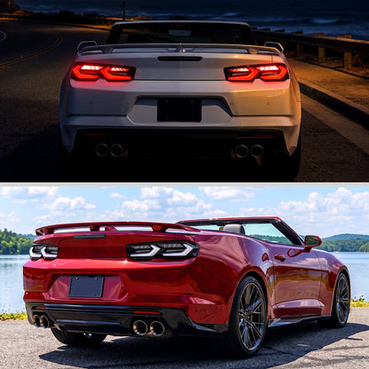 2019-2024 Chevy Camaro C8-Inspired Upgrade Full LED Sequential Turn Signals Tail Lights Assembly Pair | Black