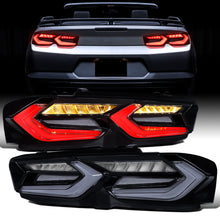 2019-2024 Chevy Camaro C8-Inspired Upgrade Full LED Sequential Turn Signals Tail Lights Assembly Pair | Black Smoke