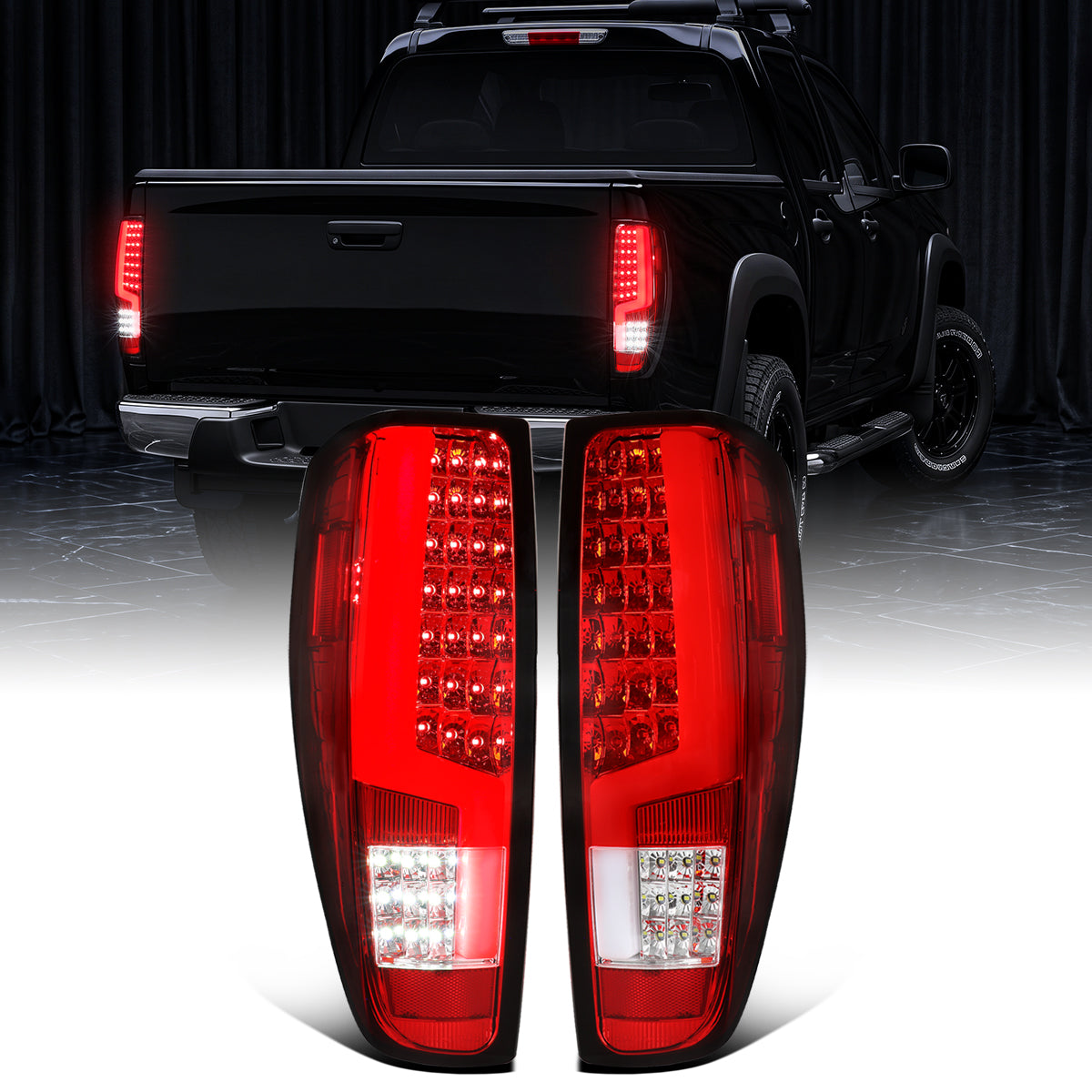 2004-2012 Chevy Colorado GMC Canyon Tail Lights Pair | Red Clear