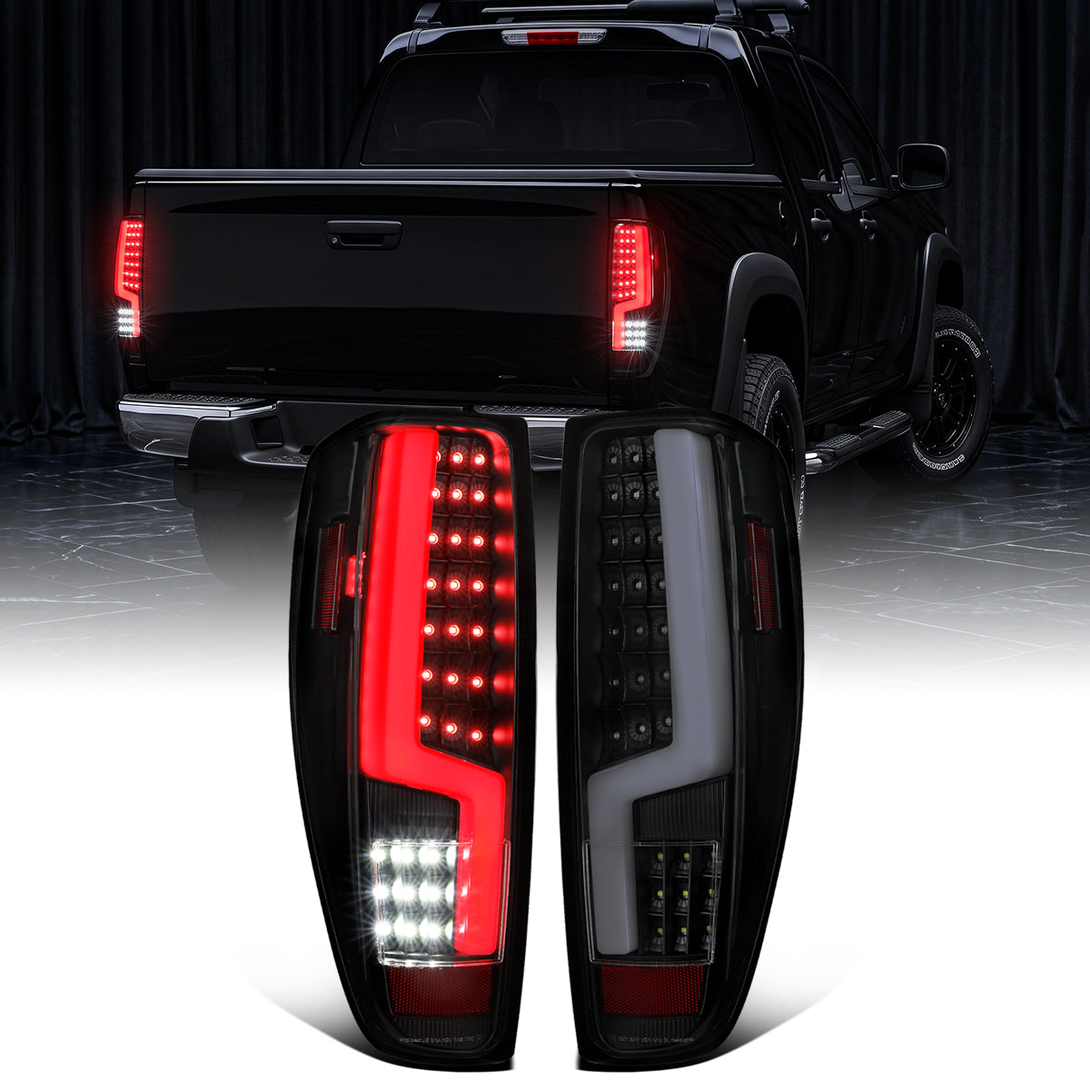 2004-2012 Chevy Colorado GMC Canyon Tail Lights Pair | Black Smoke