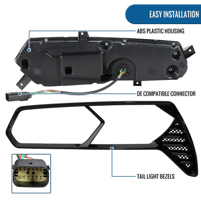 Ronnin - Luces traseras Full LED estilo C7 a C8 para Chevy Corvette 2014-2019, señal secuencial + conjunto de arranque animado (par) | Negro ahumado